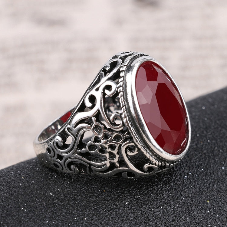 Best Price New Fashion Rings for Men Stone Antique Silver Color Plating Ring for Party Vintage Rings Jewelry  31057