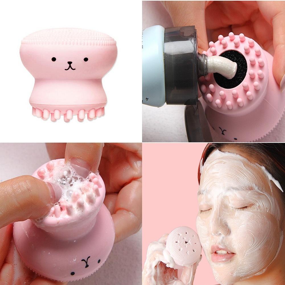 Hot Sale 1pc Cartoon Cute Facial Cleansing Exfoliator Cute Silica Gel Massage Deep Cleaning Face Brush Cleanser