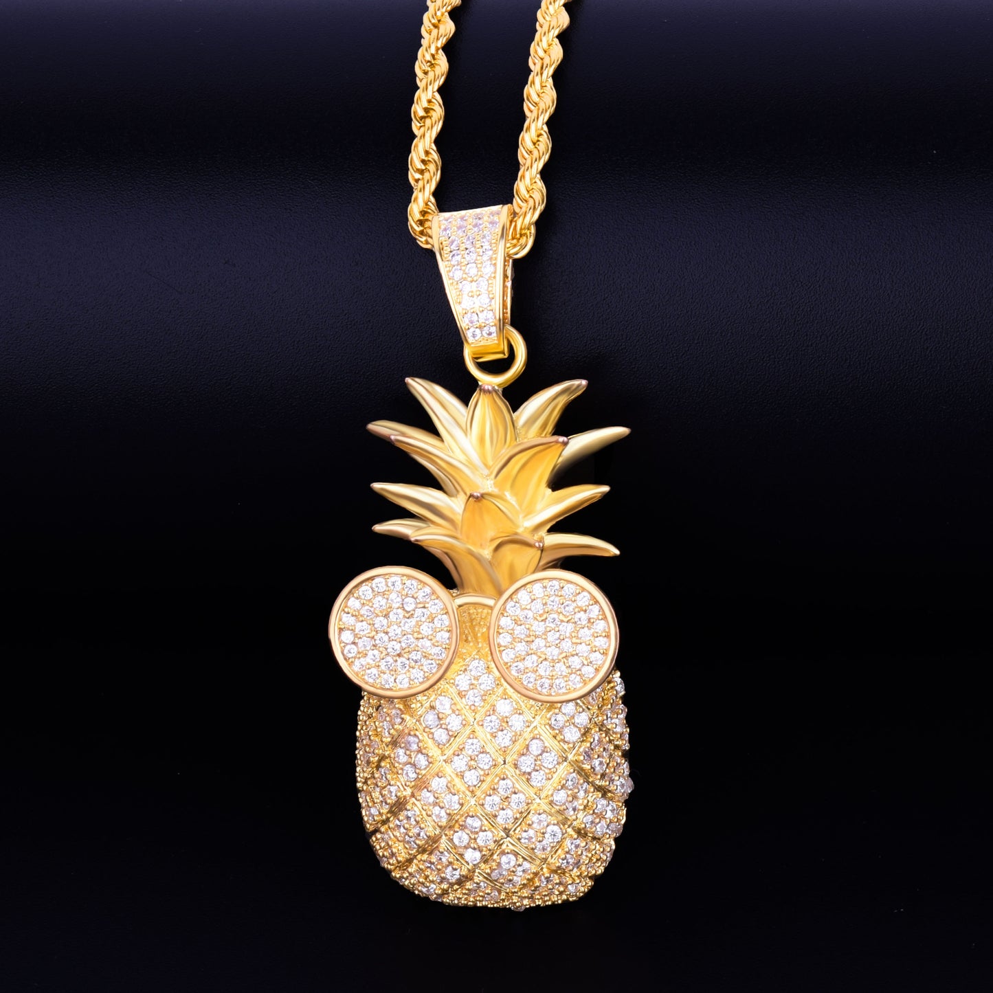 Pineapple Shape Necklace &amp; Pendant  AAA Cubic Zircon Men&#39;s Hip Hop Rock Jewelry