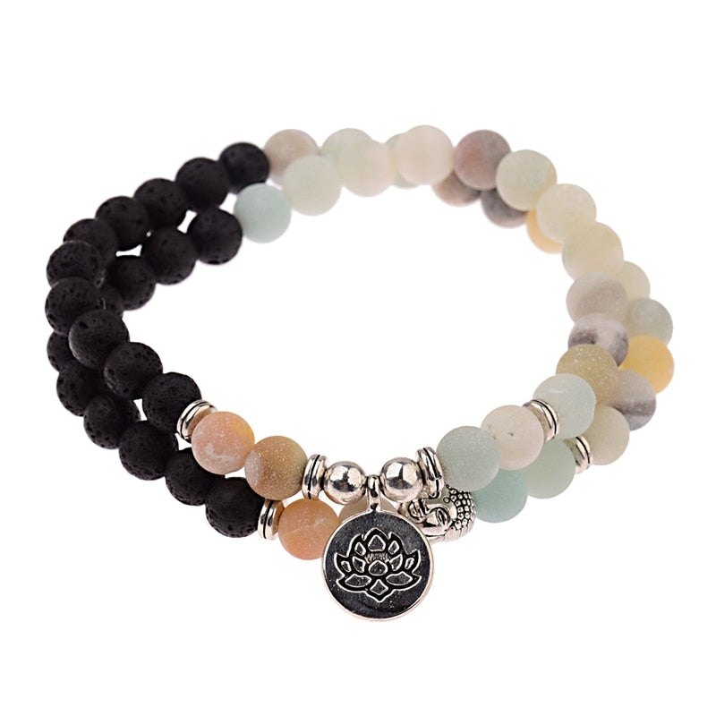 Charm Retro Buddha Bead Bracelet Men Black Natural Stone Chakra Bracelets Erkek Bileklik Bracelet Homme AB226