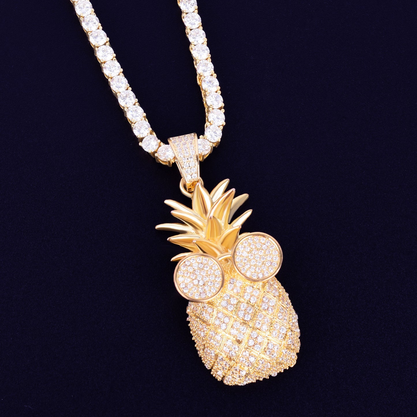 Pineapple Shape Necklace &amp; Pendant  AAA Cubic Zircon Men&#39;s Hip Hop Rock Jewelry