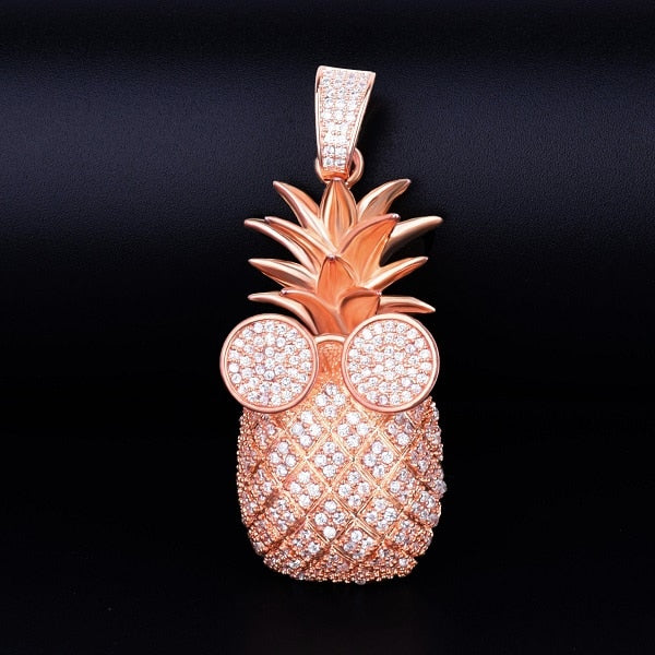 Pineapple Shape Necklace &amp; Pendant  AAA Cubic Zircon Men&#39;s Hip Hop Rock Jewelry