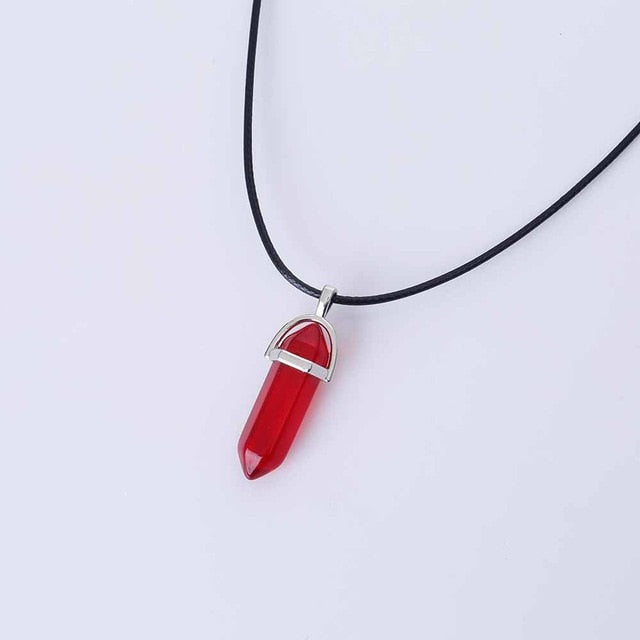 Vienkim Hot Hexagonal Column Necklaces Natural Crystal Pendants Stone Pendant Leather Chains Necklace For Women Fashion Jewelry