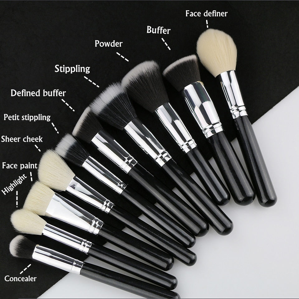 BEILI Black Professional Goat Hair Makeup Brush Powder Foundation Contour Concealer  Eyes Blending 15/25/30Pcs Makeup Brush Set