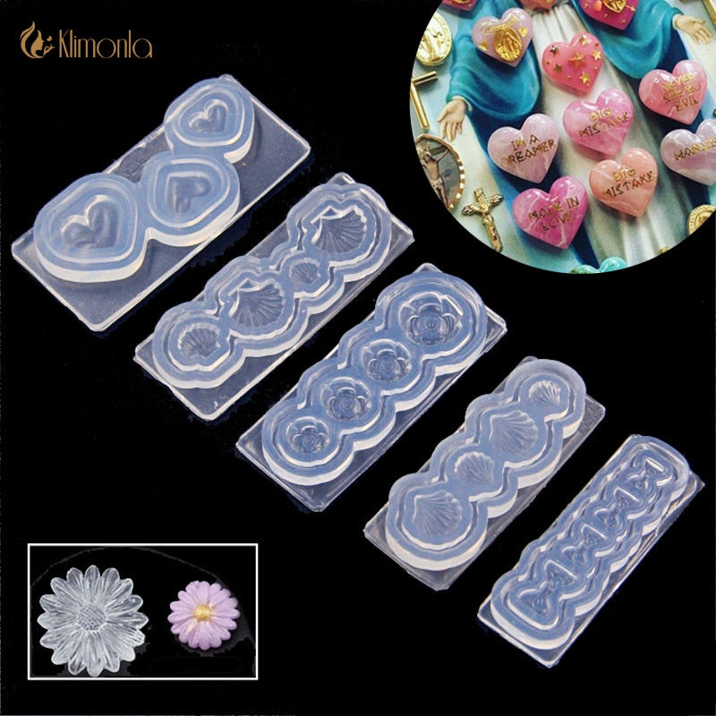 1pcs 3D Nail Art Silicone Carved Mold Stone Heart Crystal Designs Decorations Tools DIY Acrylic Nails Silicon Gel Template