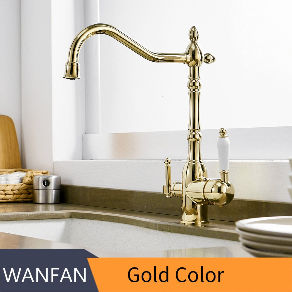 Kitchen Purify Faucets Gold Mixer Tap Cold and hot 360 Rotation with Water Purification Features Kitchen Crane Tap MH-0193