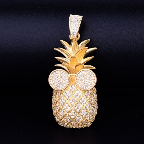 Pineapple Shape Necklace &amp; Pendant  AAA Cubic Zircon Men&#39;s Hip Hop Rock Jewelry