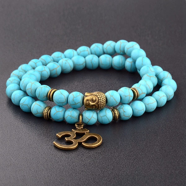 Charm Retro Buddha Bead Bracelet Men Black Natural Stone Chakra Bracelets Erkek Bileklik Bracelet Homme AB226