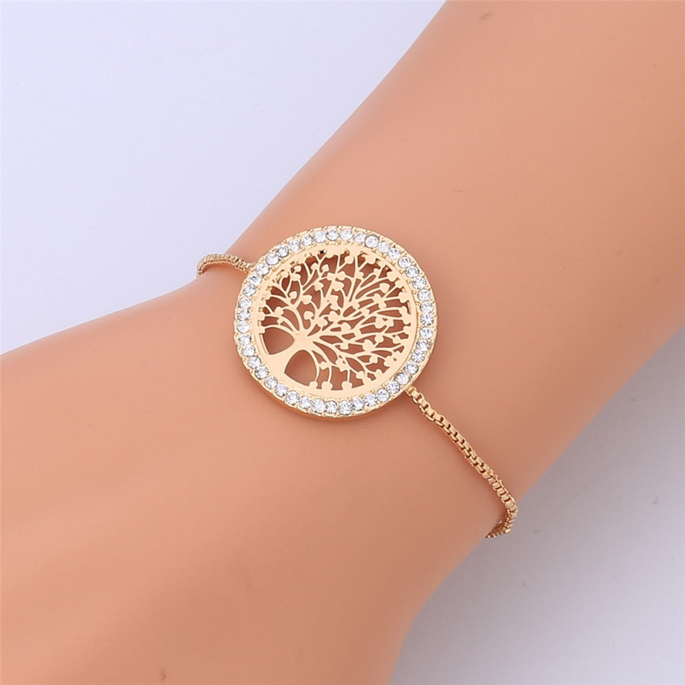 2021 Trend Jewelry pulseira mujer moda Crystal Gold Charm Bracelets Bangles For Women Tree of Life Bracelet Jewelry Gift