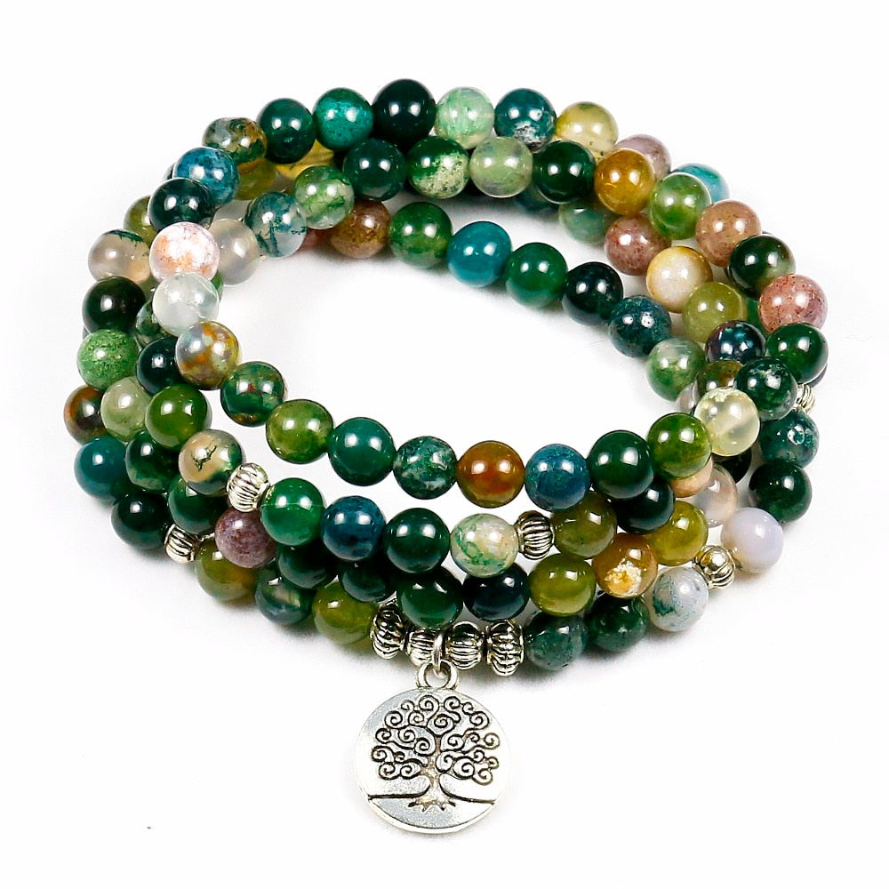 Fashion Women`s Indian Onyx 108 Mala Beads Bracelet Multi-layer High Quality Lotus Charm New Design Yoga Bracelet For Men Buddha