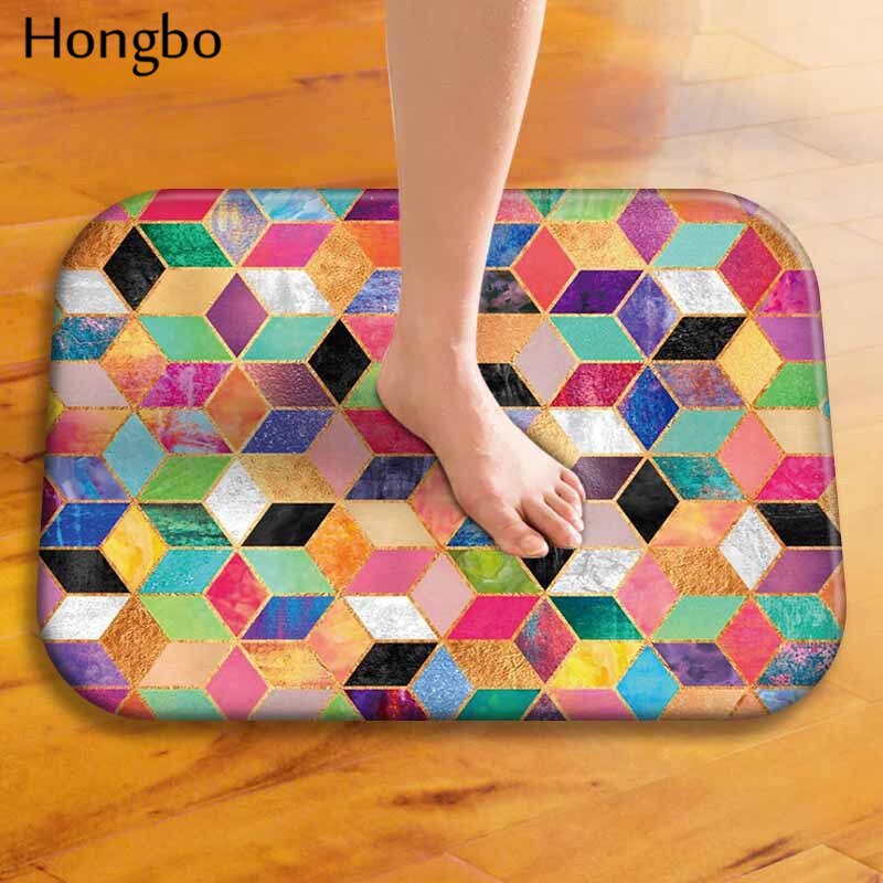 Hongbo 40*60cm Geometric Pattern Anti-Slip Carpet Door Mats Doormats Outdoor Kitchen Bathroom Living Room Floor Mat Rug