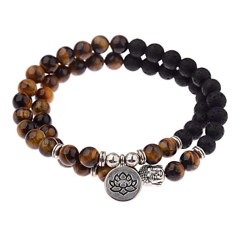 Charm Retro Buddha Bead Bracelet Men Black Natural Stone Chakra Bracelets Erkek Bileklik Bracelet Homme AB226