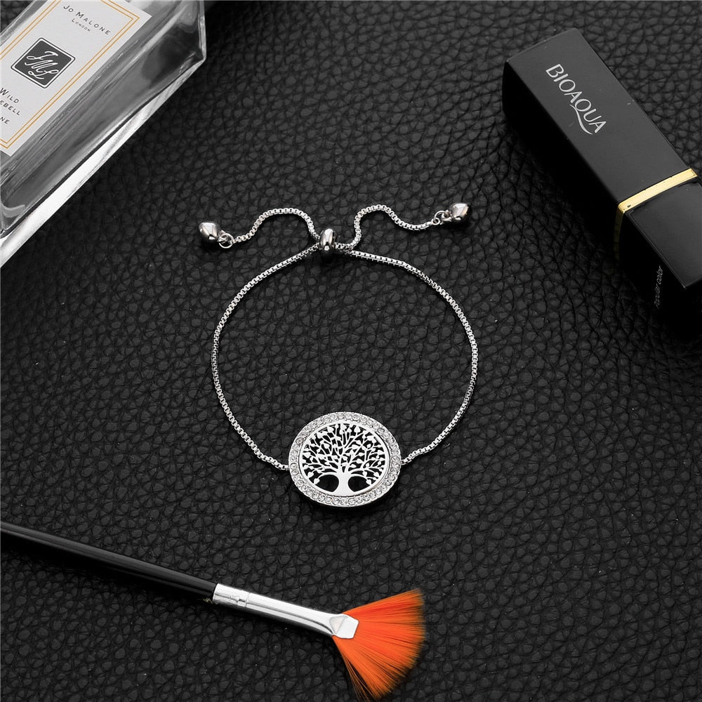 2021 Trend Jewelry pulseira mujer moda Crystal Gold Charm Bracelets Bangles For Women Tree of Life Bracelet Jewelry Gift