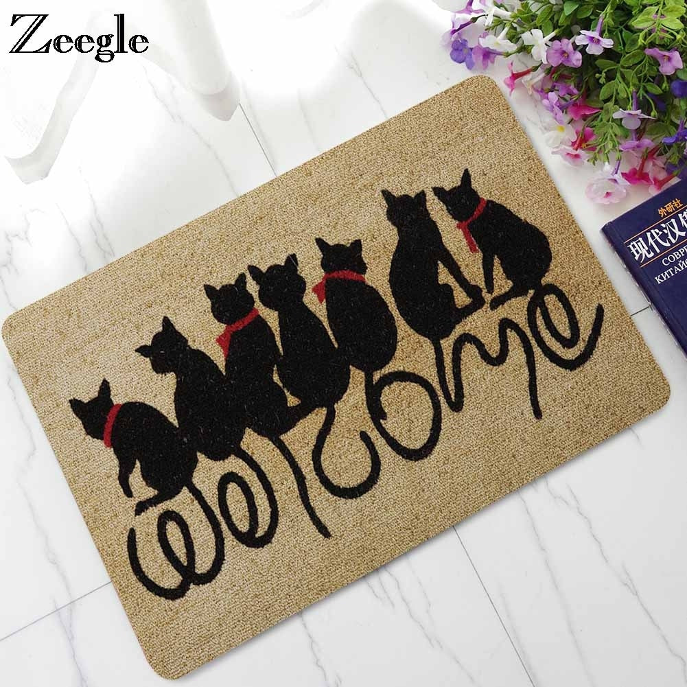 Zeegle Carpet Cat Doormat Outdoor Rugs Rubber Floor Mat Non-slip Kitchen Rug Entrance Mats Absorbent Bathroom Carpet Foot Mat