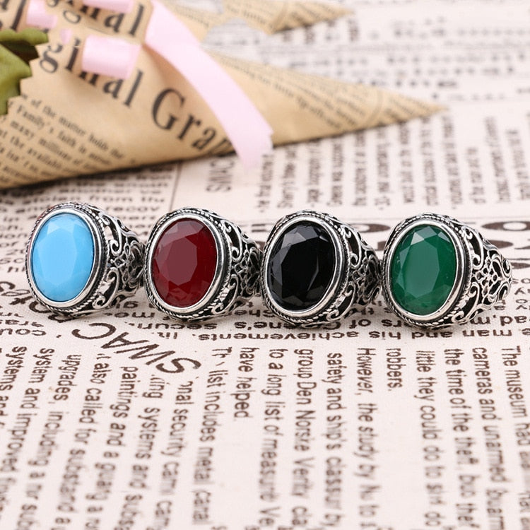 Best Price New Fashion Rings for Men Stone Antique Silver Color Plating Ring for Party Vintage Rings Jewelry  31057