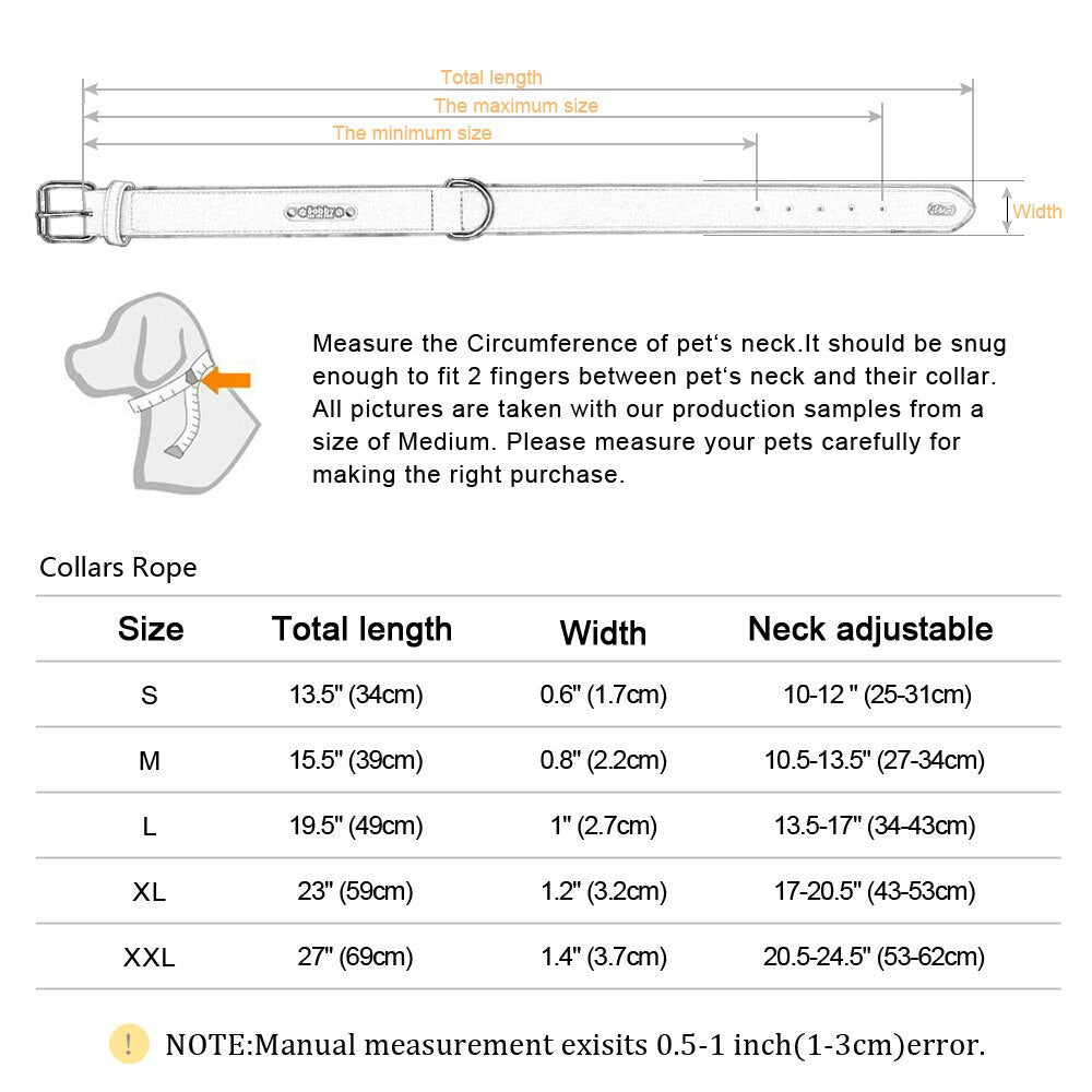 Personalized Dog Collar Custom Leather Dog Collars Inner Padded Pet ID Collar For Small Medium Large Dogs Pitbull Bulldog