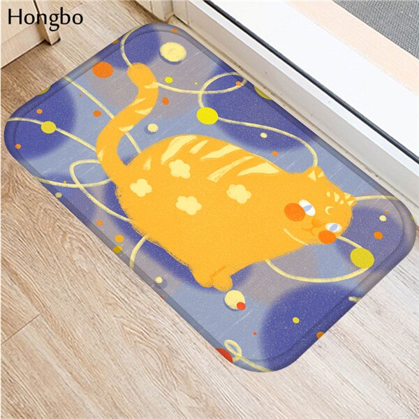 Hongbo Creative Cartoon Cat Prited Flannel Soft Door Mat Floor Mats Bath Kitchen Carpet 40x60cm Living Room Tapete Antislip