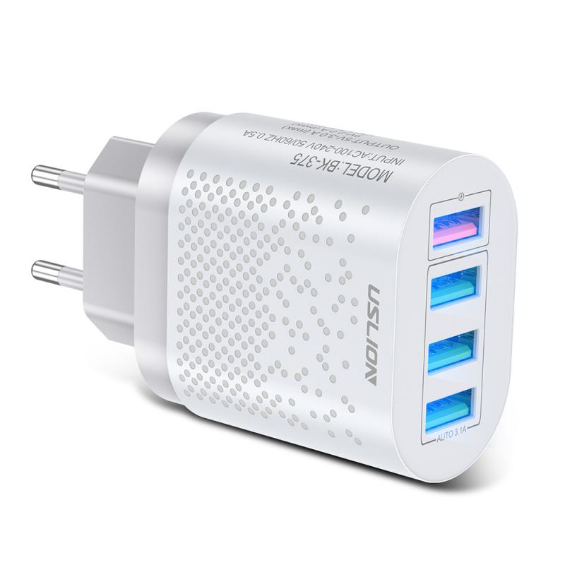 EU/US Plug USB Charger 3A Quik Charge 3.0 Mobile Phone Charger For iPhone 11 Samsung Xiaomi 4 Port 48W Fast Wall Chargers