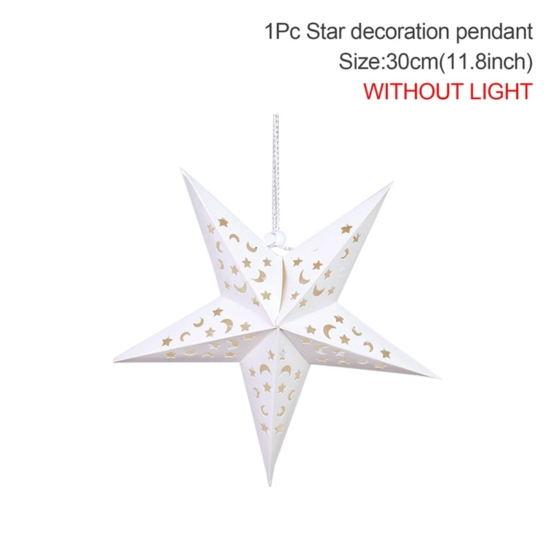 30-75cm Hollow Star Hanging Pendant Eid Mubarak Christmas Ramadan Decoration 2023 Islamic Muslim Party Decor Ramadan Kareem Gift