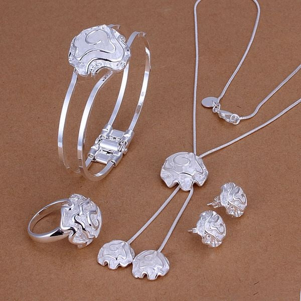 925 sterling Silver some model Valentine&#39;s Day gift necklace bracelet Earrings fashion jewelry sets for For Women Bridal wedding