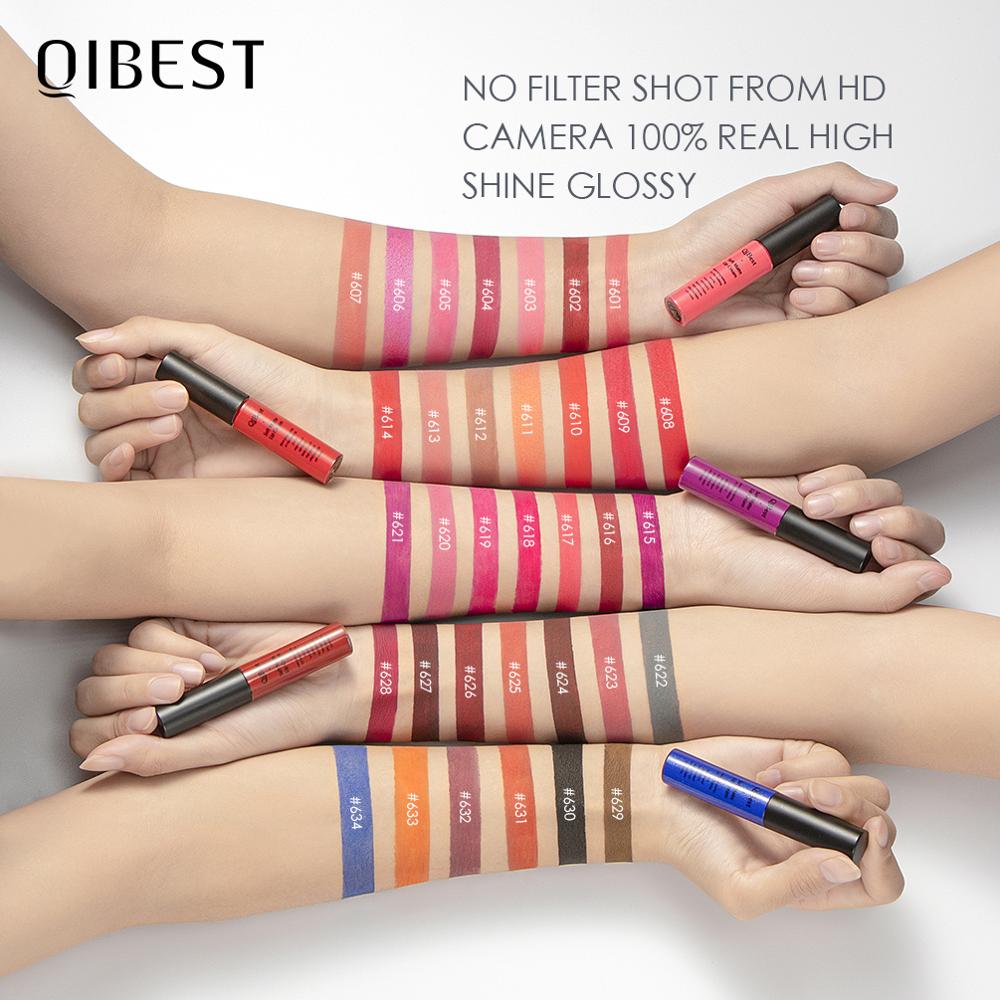 QIBEST Liquid Lipstick Waterproof Lip Gloss 34 Colors Matte Lipstick Long lasting Lipgloss Cosmetics Lips Makeup Nude Maquiagem