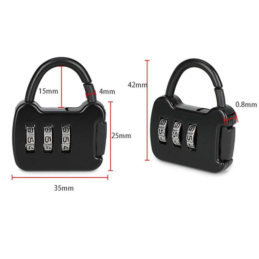 3 Digit Code Combination Password Lock Portable Travel Mini Zinc Carrying Luggage Case Security Lock Backpack Lock Padlock Tool