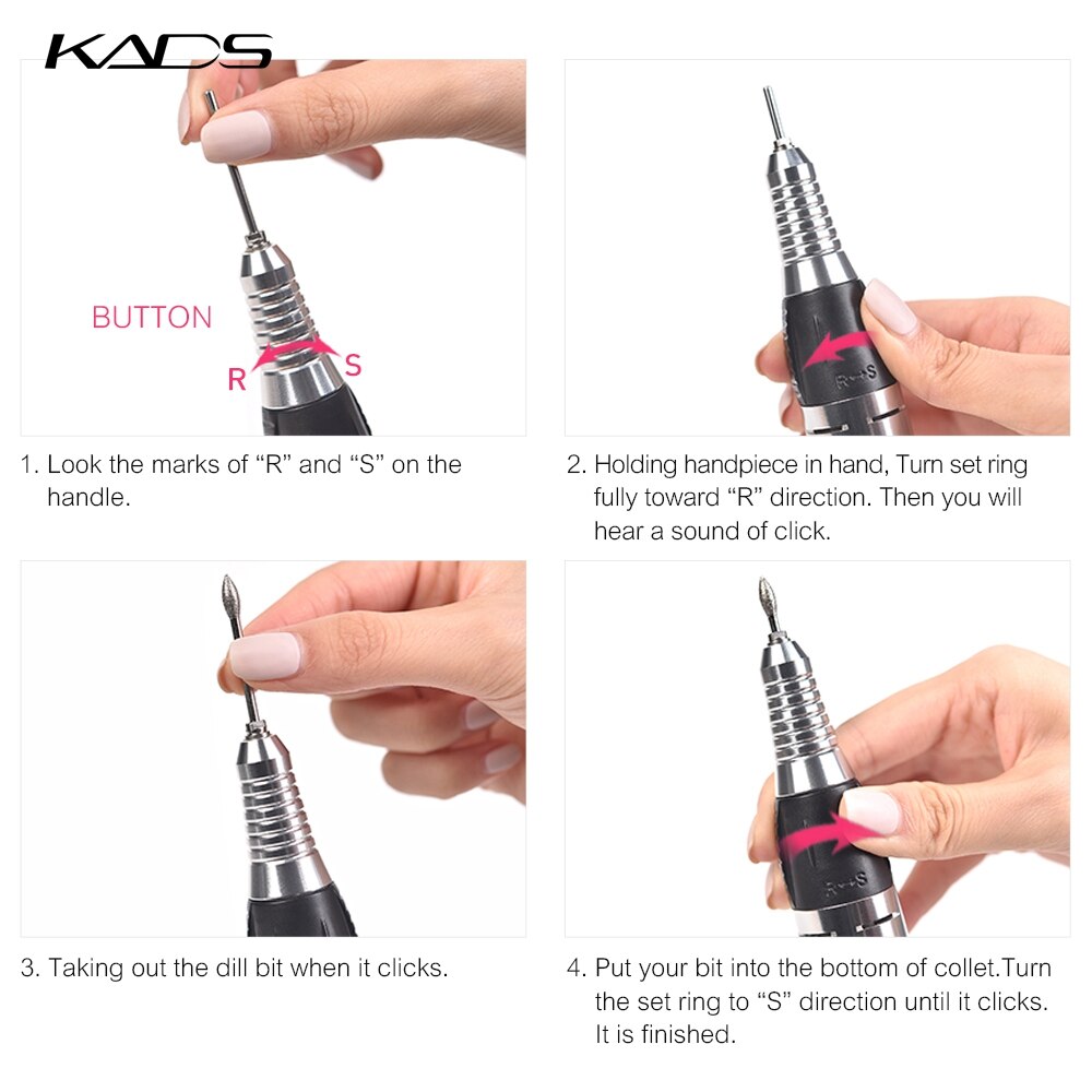 KADS Nail Drill Machine Nail File Electric 35W 30000RPM Nail Polisher Manicure Machine Milling Cutters Nail Drill US EU Plug