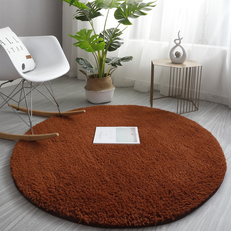 Nordic Fluffy Round Carpet Rugs for Bedroom Living Room Rectangle Large Size Plush Anti-slip Soft Carpet Children Rug 11 Colors