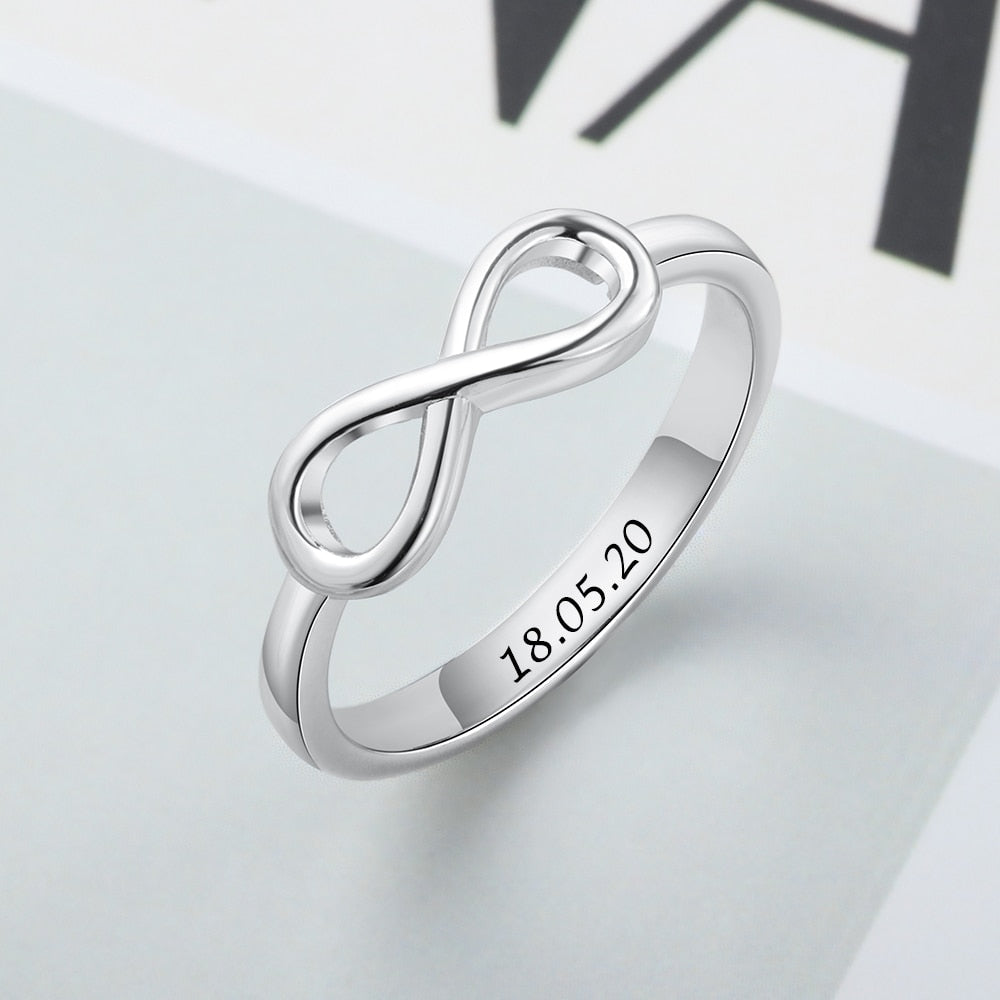 Personalized Infinity Ring Silver Color Custom Name Wedding Gift Love Forever Ring for Women Fashion Jewelry Lam Hub Fong