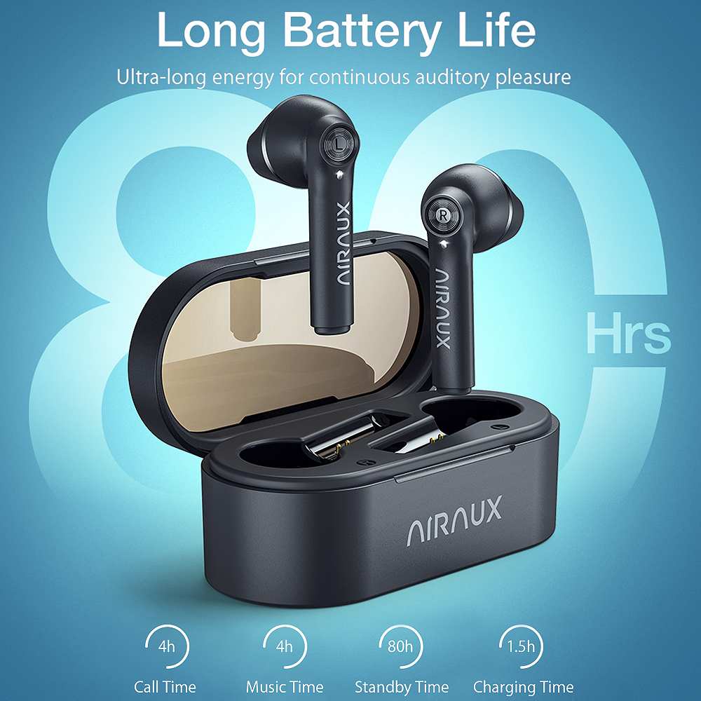 AIRAUX AA-UM7 TWS Wireless Bluetooth-compatible Earphone Stereo Bass Touch Control Wireless Headphones Sport Headsets