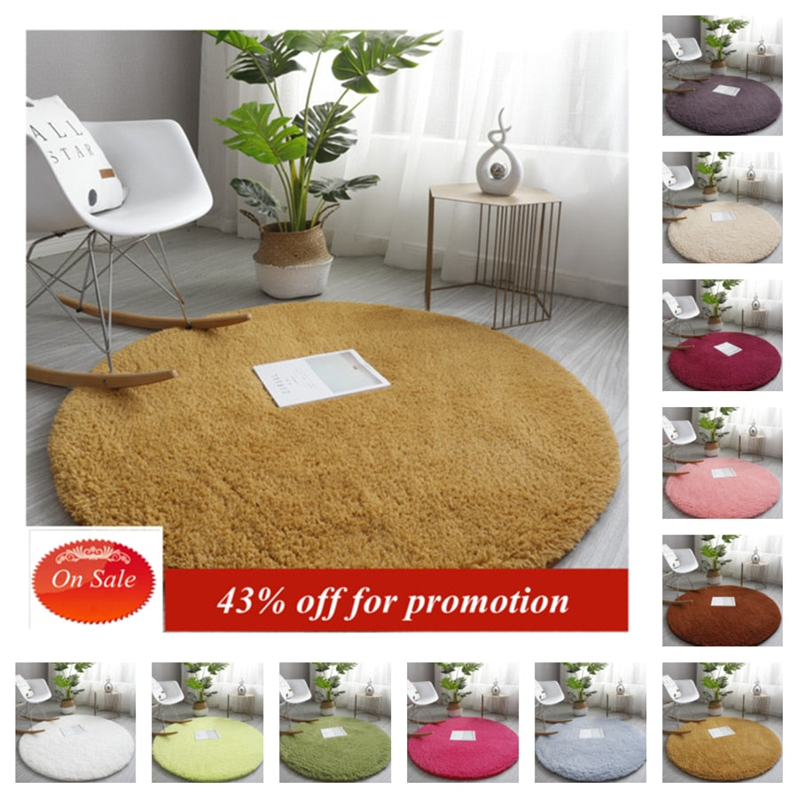 Nordic Fluffy Round Carpet Rugs for Bedroom Living Room Rectangle Large Size Plush Anti-slip Soft Carpet Children Rug 11 Colors