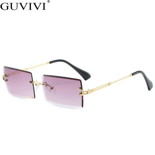 Rectangle Steampunk Sunglasses Women Vintage Sunglasses Men Retro Rimless Sunglasses Brand Designer Luxury Eyewear Glasses