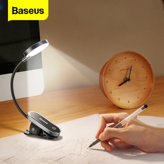 Baseus Clip Table Lamp LED Desk Lamp Flexible Touch Study Reading Lamp For Bedroom Bedside Desktop USB Rechargeable Table Light