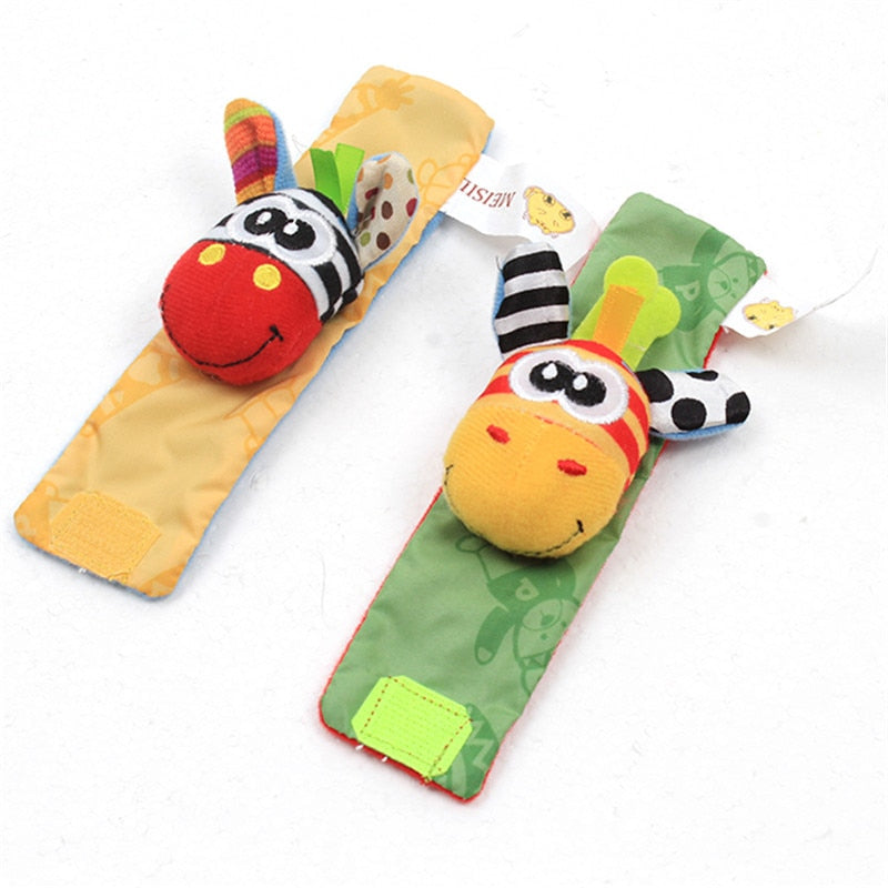 Infant Socks Wrist Rattle Toys Baby Toys 0-12 Months Newborn Cartoon Animal Plush Socks Wrist Strap Rattle For Baby Girl Boy Hot