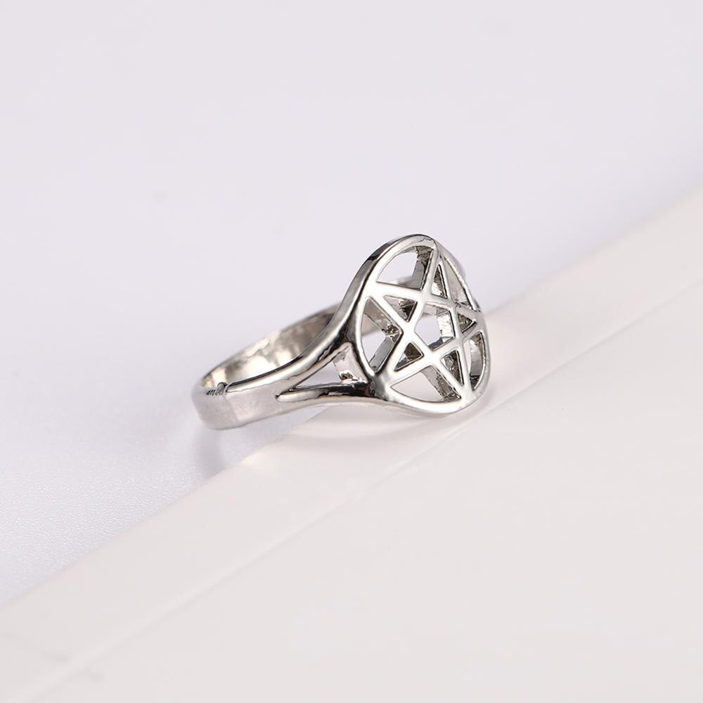 Lemegeton Supernatural Pentacle Pentagram Ring for Women Girls Star Goat Pentagram Rings Jewelry