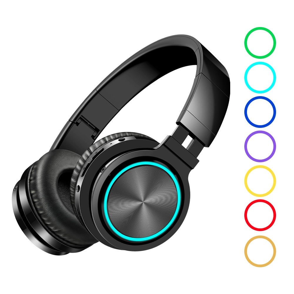 BlitzWolf AIRAUX ER1 Bluetooth-compatible Wireless Headphones HiFi Stereo Music Headset RGB HD Call TF Card Earphone