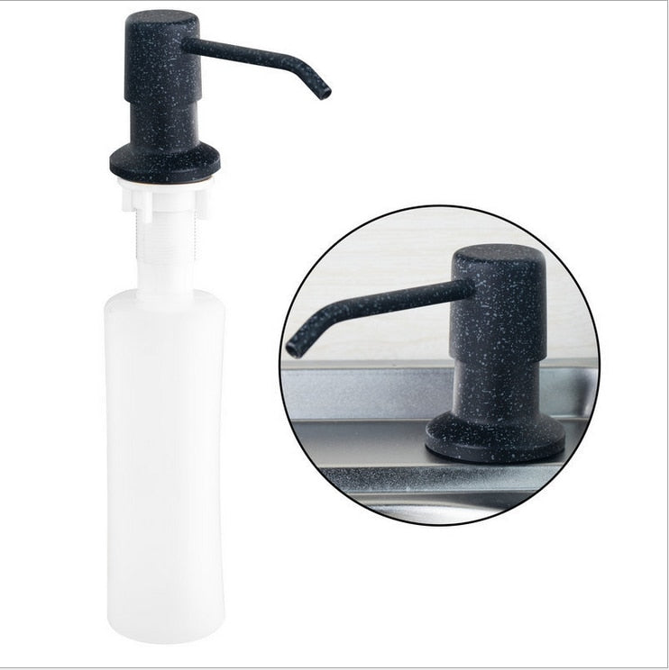 Soap Dispenser White/Beige ABS+Stainless Steel Kitchen Dispenser Deck Mounted Sink Manual Liquid Soap Dispenser Bottle 400 ML