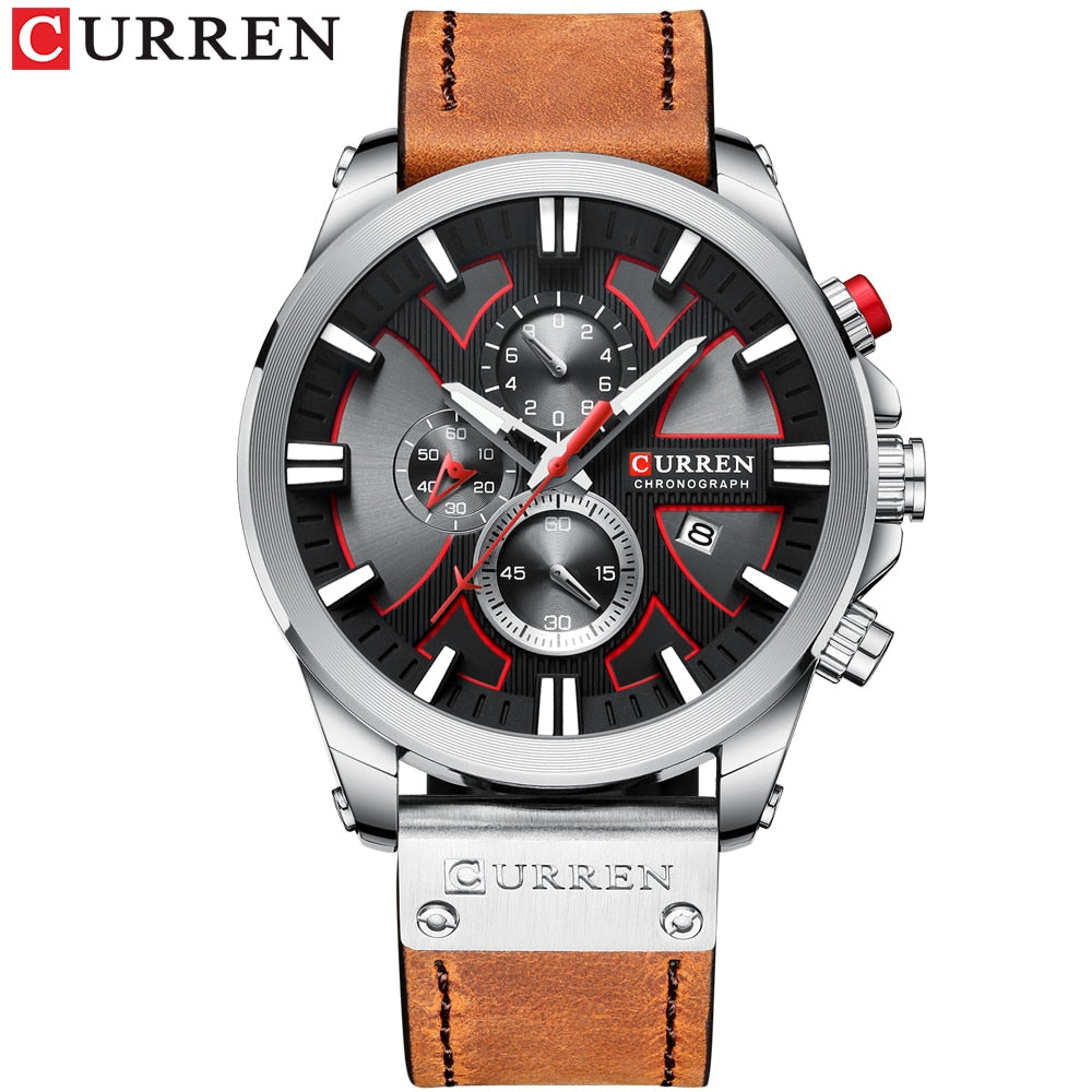 CURREN Men Watch Leather Brand Luxury Quartz Clock Fashion Chronograph Wristwatch Male Sport Military 8346 Relogio Masculino