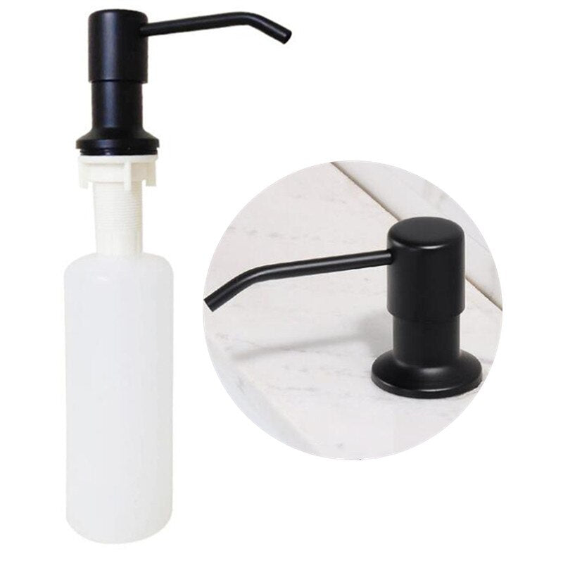 Soap Dispenser White/Beige ABS+Stainless Steel Kitchen Dispenser Deck Mounted Sink Manual Liquid Soap Dispenser Bottle 400 ML