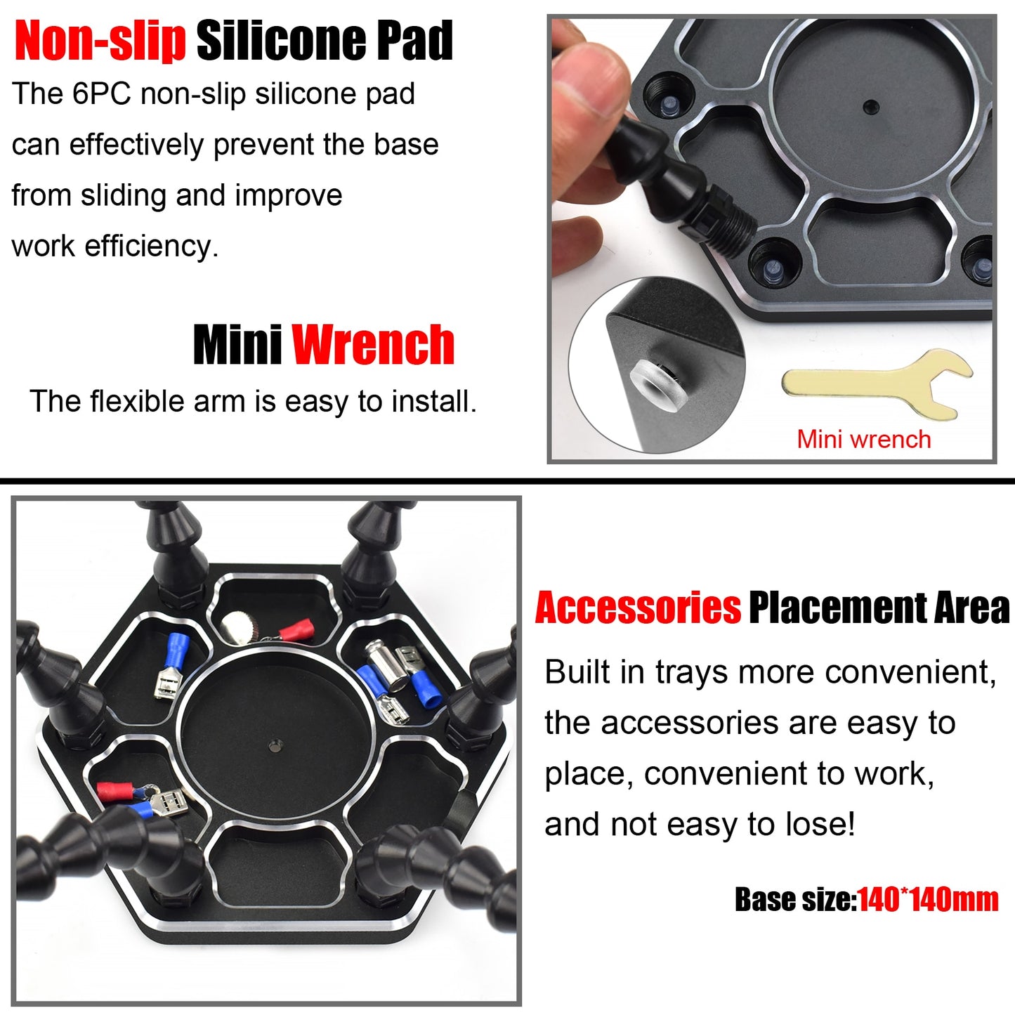 NEWACALOX Welding Repair Workbench with 3X USB LED Magnifier PCB Holder Soldering Tool Third Helping Hand  6Pcs Flexible Arms