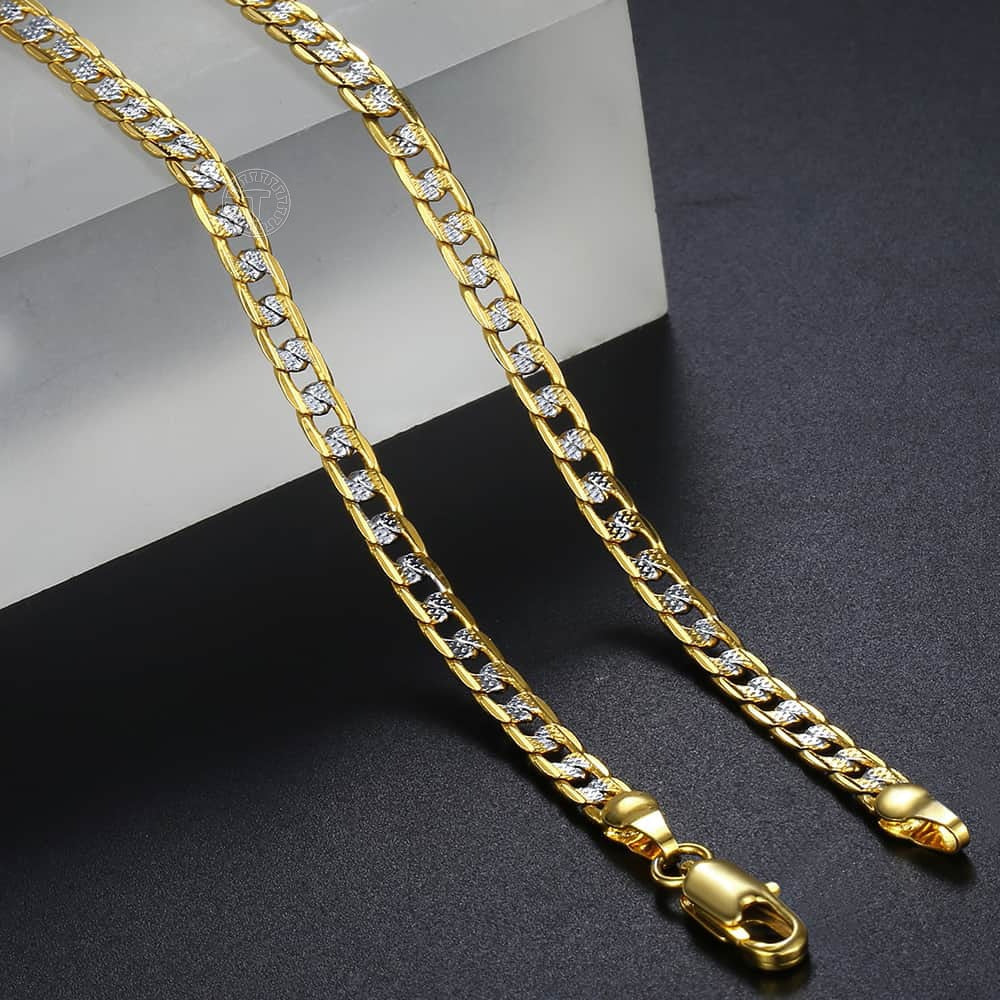 Trendsmax Gold Color Chain Necklace For Men Women Cuban Link Chain Male Necklace Fashion Men&#39;s Jewelry Wholesale Gifts 4mm GN64