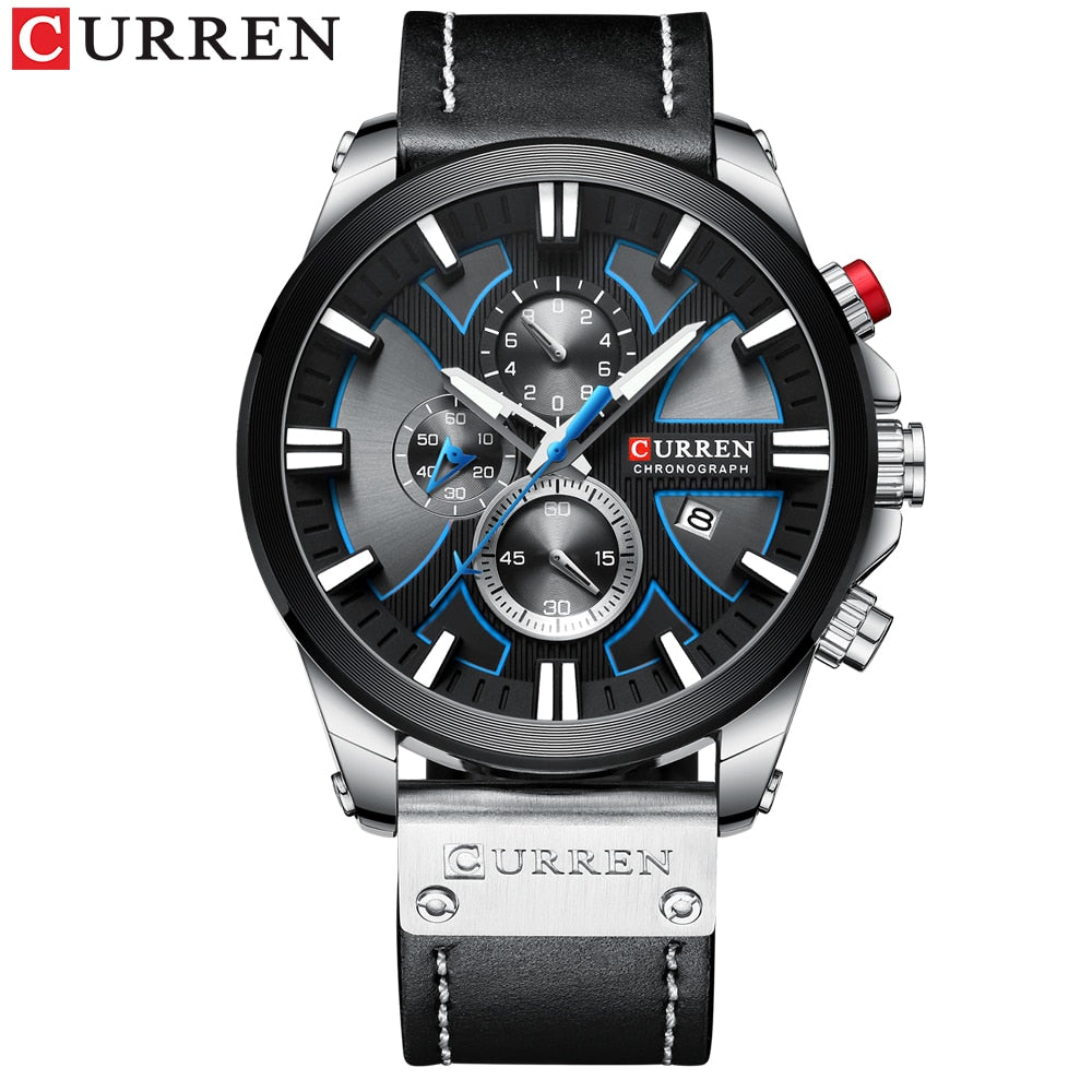 CURREN Men Watch Leather Brand Luxury Quartz Clock Fashion Chronograph Wristwatch Male Sport Military 8346 Relogio Masculino