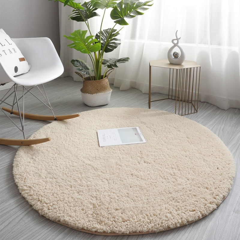 Nordic Fluffy Round Carpet Rugs for Bedroom Living Room Rectangle Large Size Plush Anti-slip Soft Carpet Children Rug 11 Colors