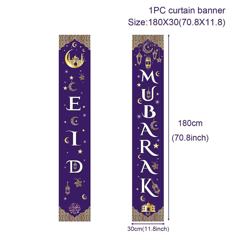 Eid Mubarak Door Banner Ramadan Kareem Banner Ramadan Decoration For Home Islamic Muslim Party Decor Eid Al Adha Gifts