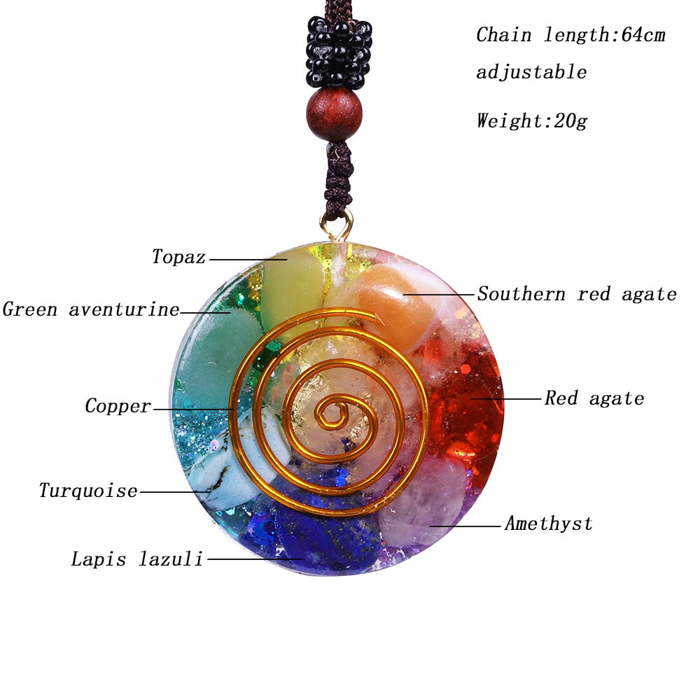 7 Chakra Reiki Necklace For Women Chakra Orgonite Energy Pendant Energy Balance Converter Yoga Healing Jewelry