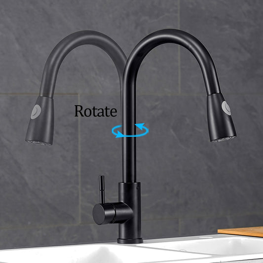 Kitchen Faucets Silver Single Handle Pull Out Kitchen Tap Single Hole Handle Swivel 360 Degree Water Mixer Tap Mixer Tap 408906