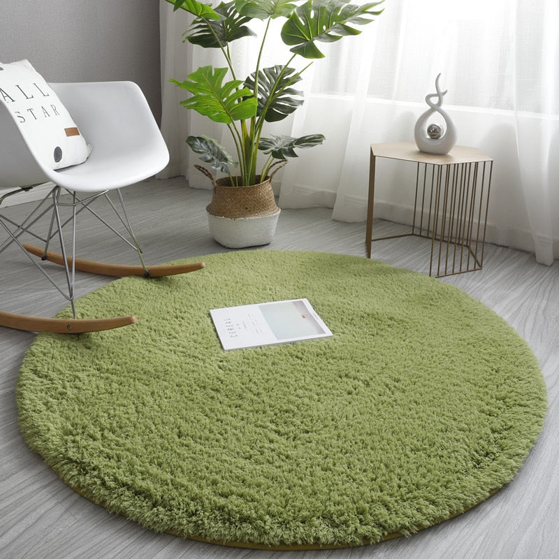 Nordic Fluffy Round Carpet Rugs for Bedroom Living Room Rectangle Large Size Plush Anti-slip Soft Carpet Children Rug 11 Colors