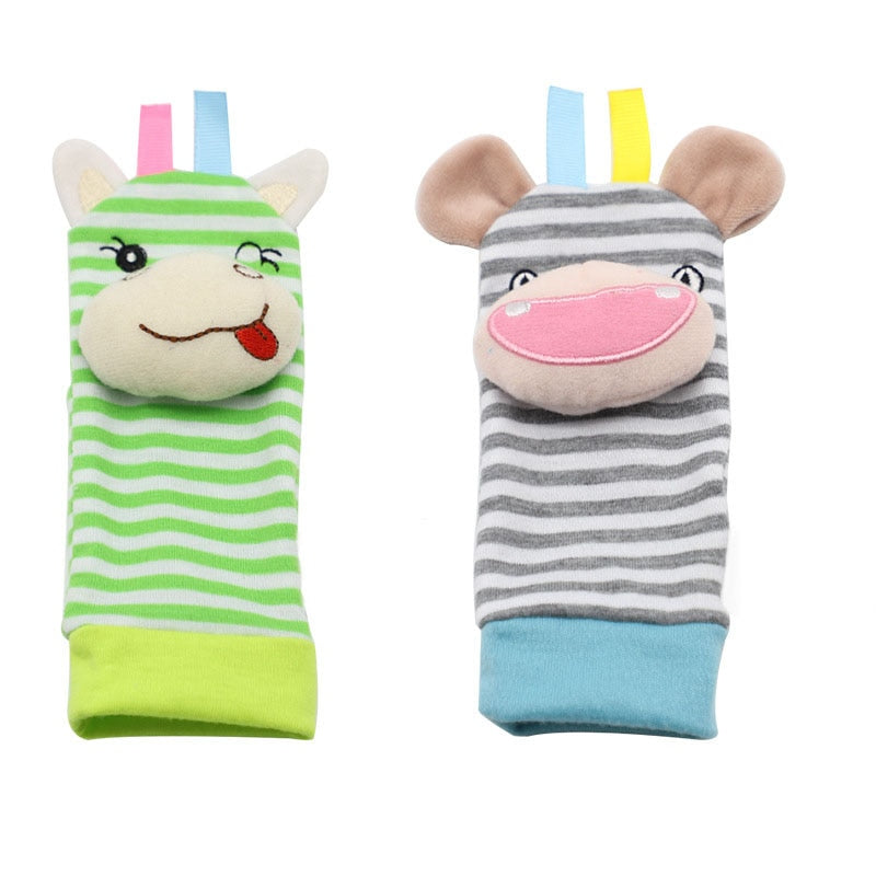 Infant Socks Wrist Rattle Toys Baby Toys 0-12 Months Newborn Cartoon Animal Plush Socks Wrist Strap Rattle For Baby Girl Boy Hot