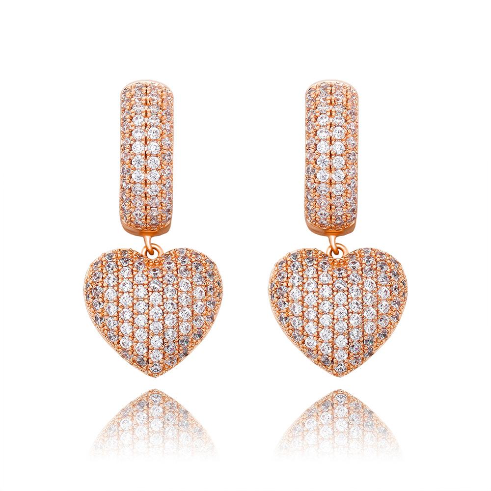 TOPGRILLZ 2020 New Heart Earrings High Quality Iced Out Cubic Zirconia Earrings Hip Hop Fashion Delicate Jewelry For Gift Women