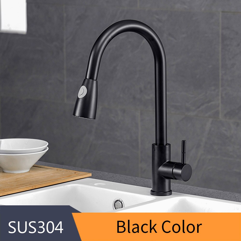 Kitchen Faucets Silver Single Handle Pull Out Kitchen Tap Single Hole Handle Swivel 360 Degree Water Mixer Tap Mixer Tap 408906